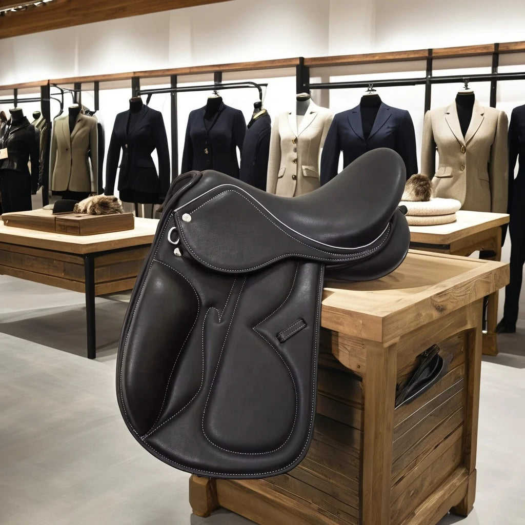 Custom Made English Leather Saddles Suitable For Equestrian Supply Stores And Suitable For Resale By Horse Riding Supply Stores