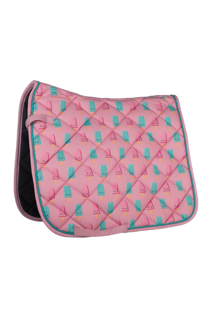 HKM Naples Saddle Pad-Magenta/Aqua