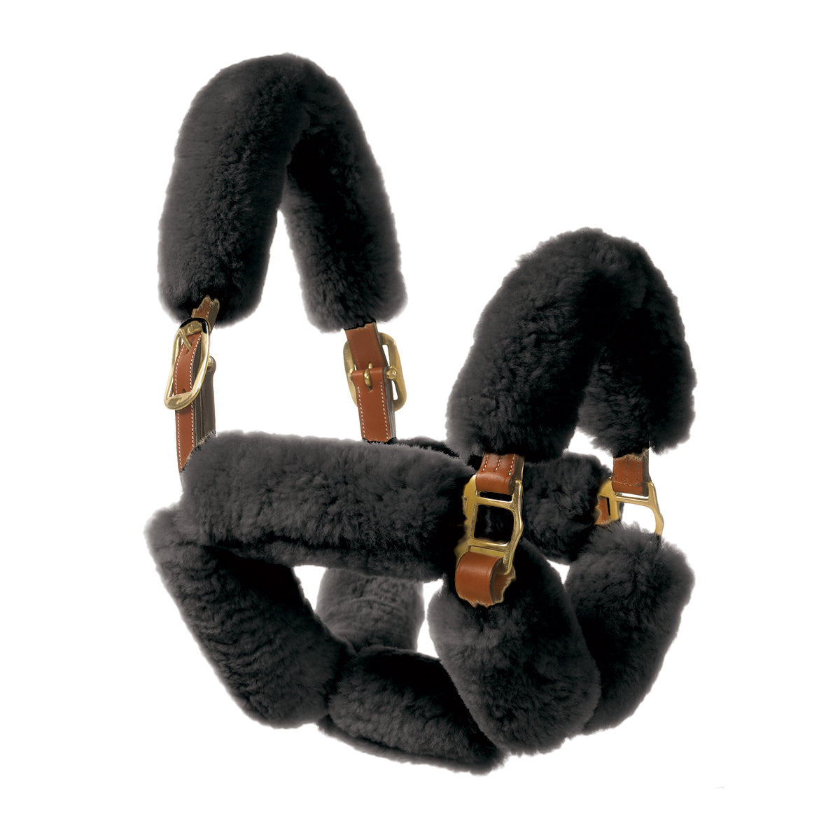 Europa Sheepskin 6-Piece Halter Set - Black