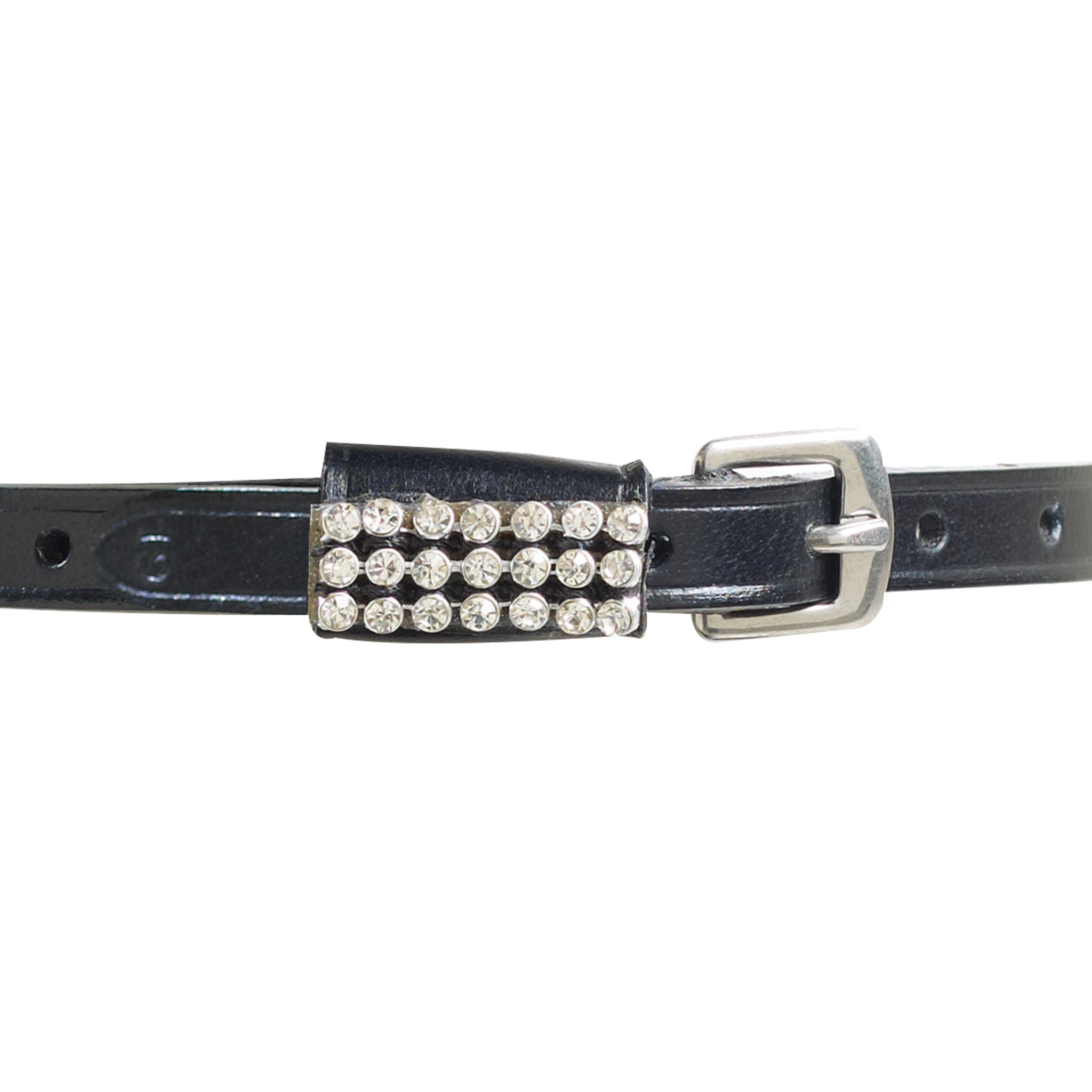 Leather Spur Straps with Jewels - Diamond/Silver