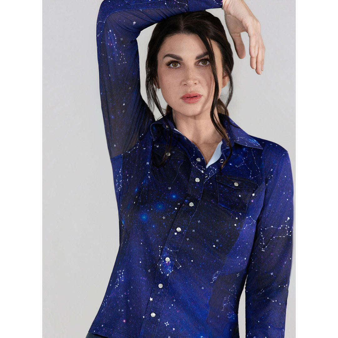 Dapplebay Constellation Western Shirt-Navy/Multi
