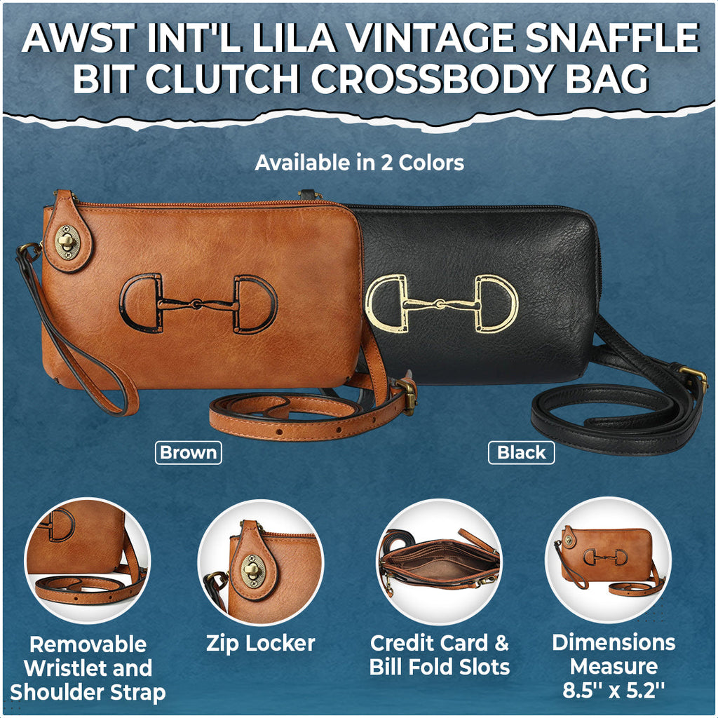 AWST Int'l Lila Vintage Snaffle Bit Clutch Crossbody Bag