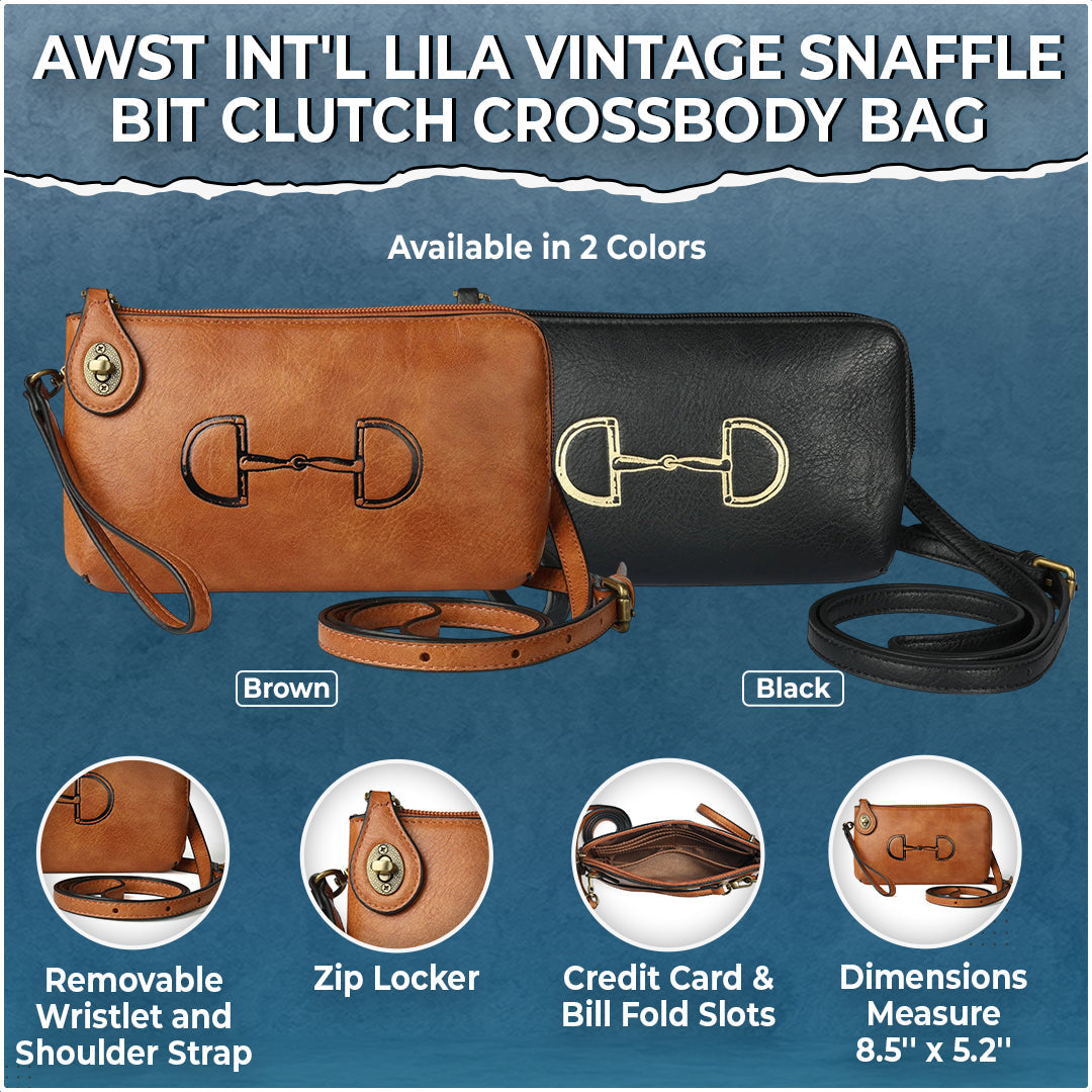 AWST Int'l Lila Vintage Snaffle Bit Clutch Crossbody Bag