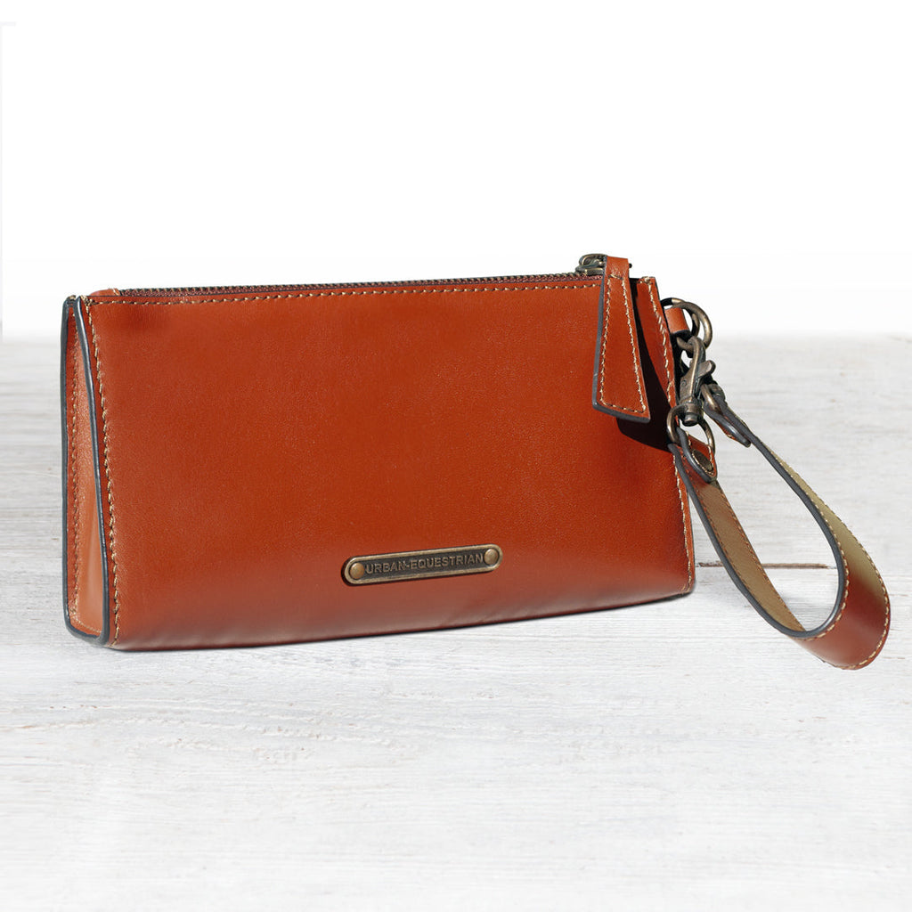 Caravel Wristlet Clutch - Luxury Leather Handbag in Cognac