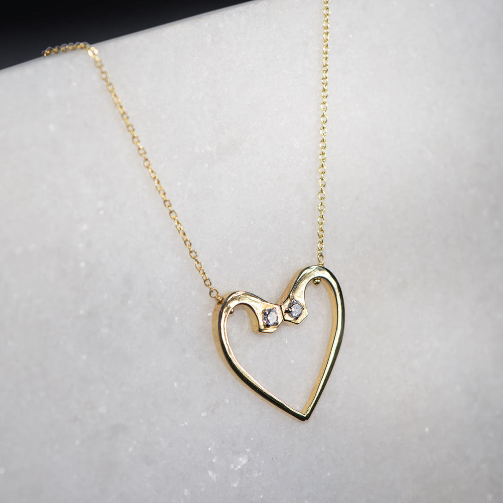 Charmed - Mossanite Equestrian Horseshoe Nail Head Necklace in Gold