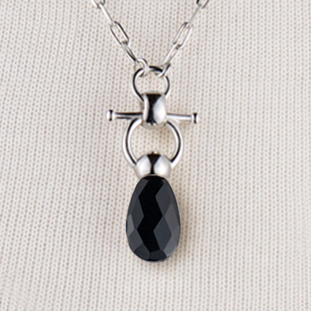 Droplette - Black Onyx Horse Bit Equestrian Earring in Silver