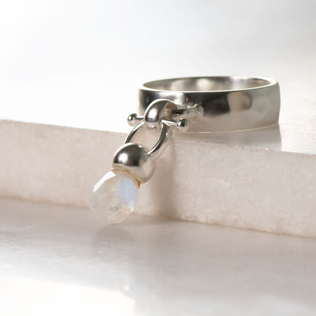 Adele - Moonstone Equestrian Horse Bit Necklace in Silver