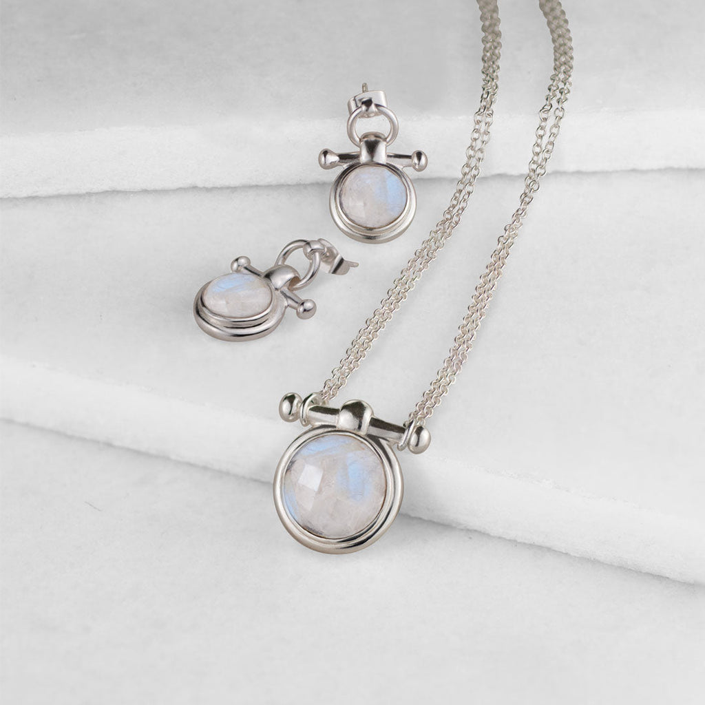 Adele - Moonstone Horse Bit Equestrian Earring in Silver
