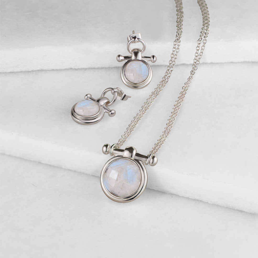 Adele - Moonstone Horse Bit Equestrian Earring in Silver