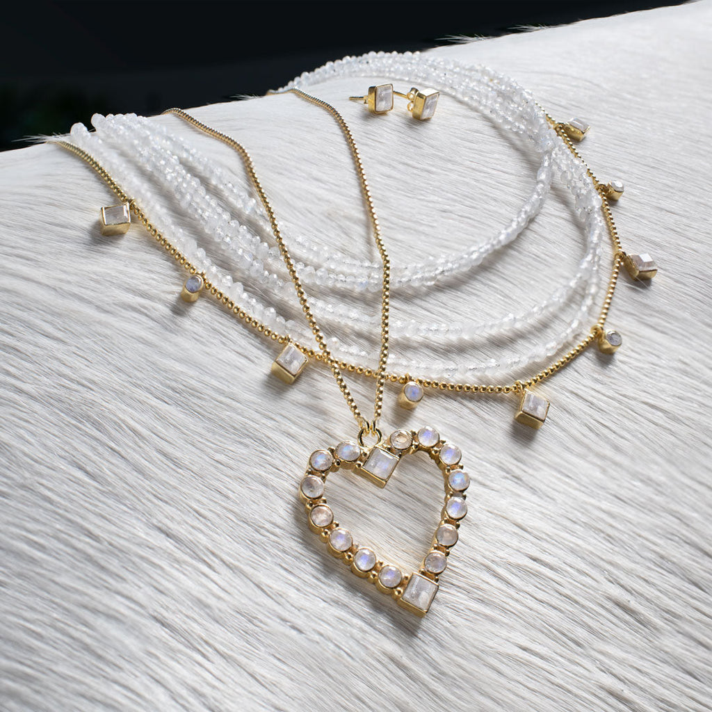 Keepsake - Moonstone Heart Necklace in Gold