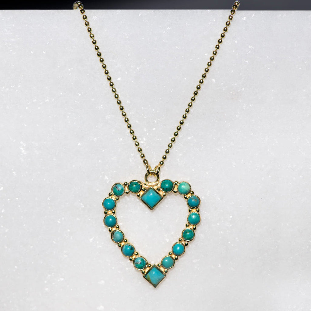 Keepsake - Turquoise Heart Necklace in Gold