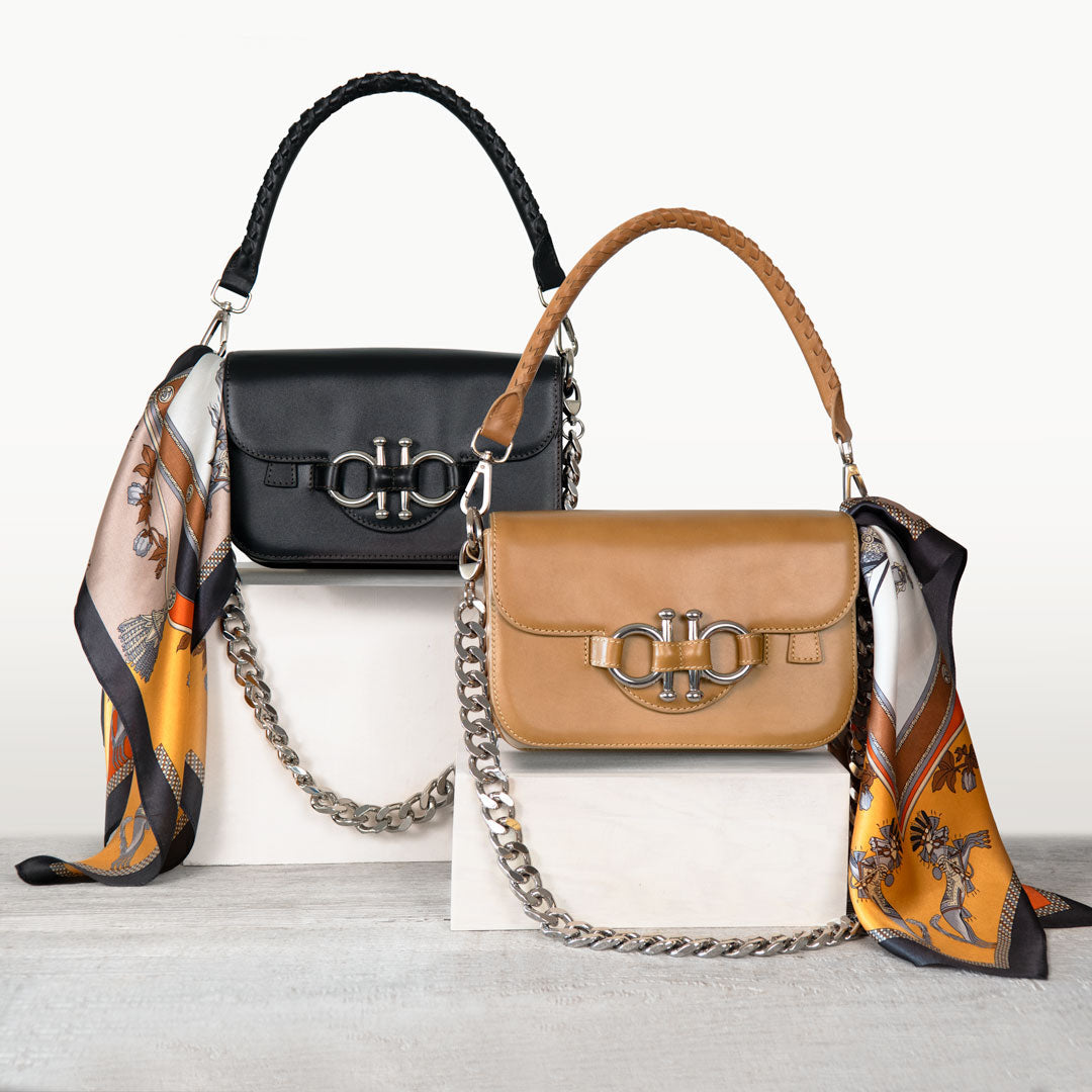 Lana - Horse Bit Crossbody Luxury Leather Bag in Black