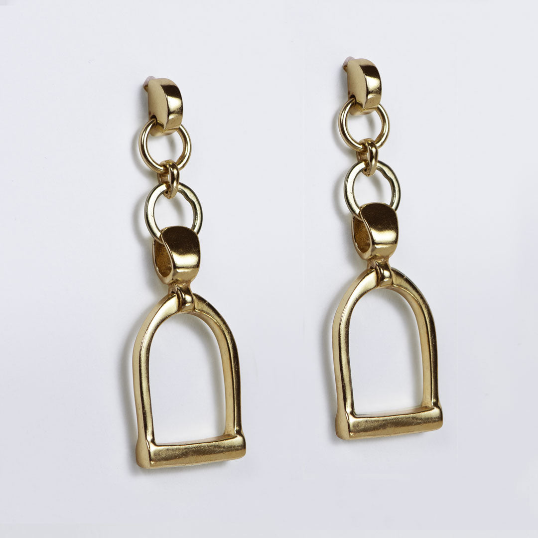 Cortina - Cuban Chain Horse Stirrup Necklace in Gold