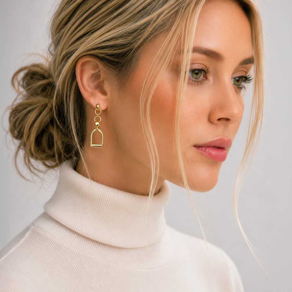 Langley - Equestrian Riding Stirrup Earring in Gold
