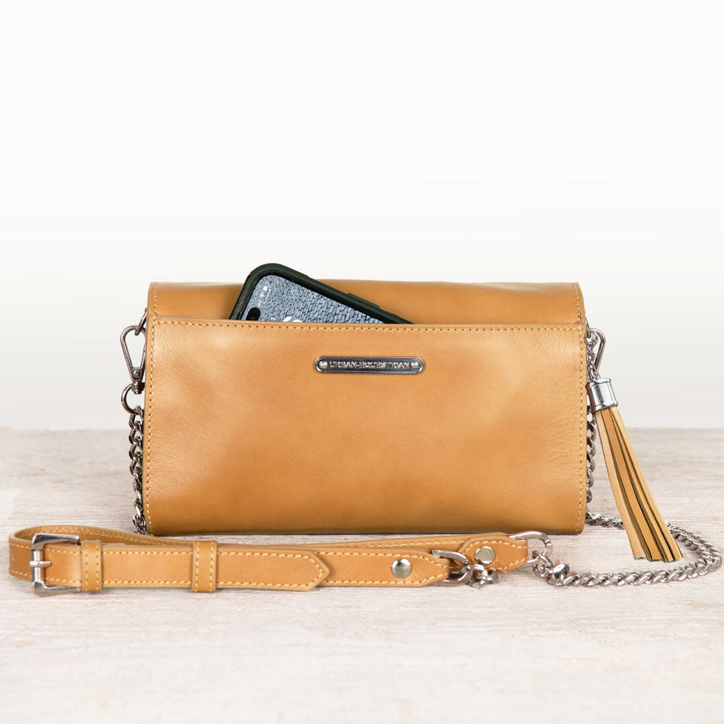 Del Mar - Horse Bit Crossbody Luxury Leather Handbag in Caramel