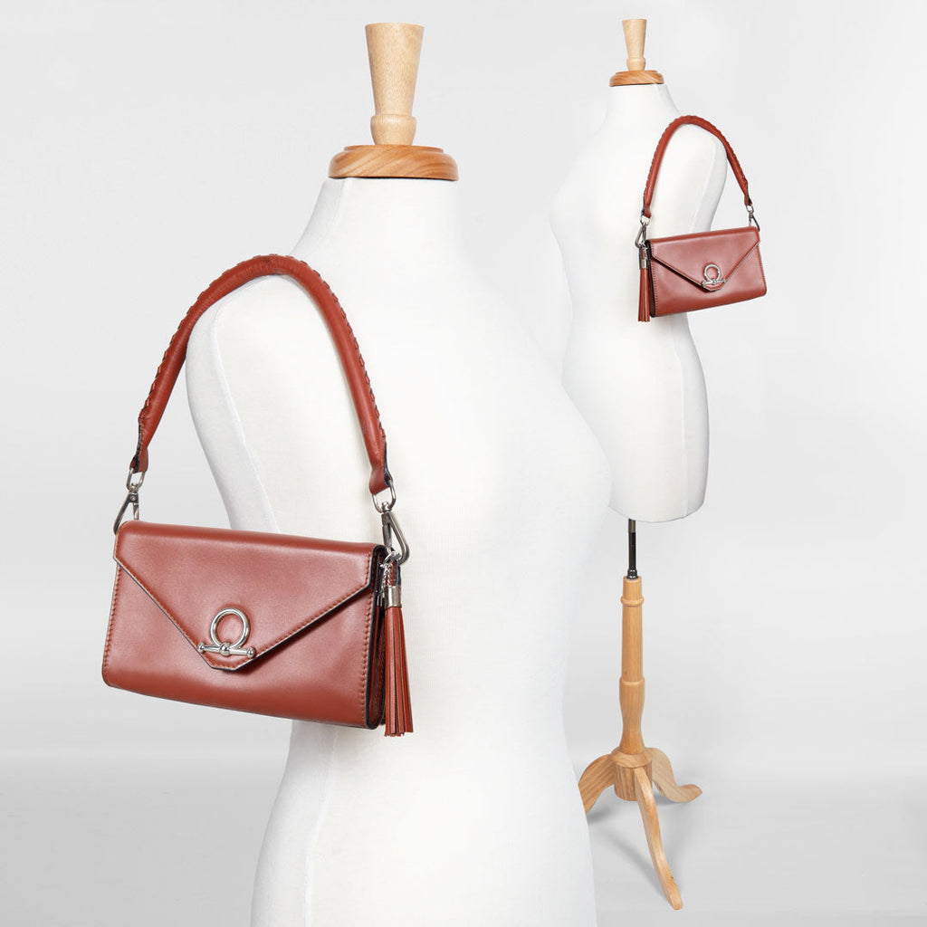 Del Mar - Horse Bit Crossbody Luxury Leather Handbag in Cognac