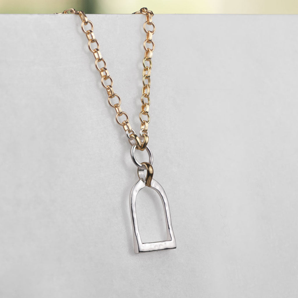 Denby - Two Tone Equestrian Riding Stirrup Necklace