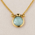 Adele - Aqua Chalcedony Equestrian Horse Bit Necklace in Gold