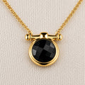 Adele - Black Onyx Equestrian Horse Bit Necklace in Gold