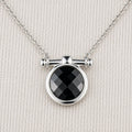 Adele - Black Onyx Equestrian Horse Bit Necklace in Silver