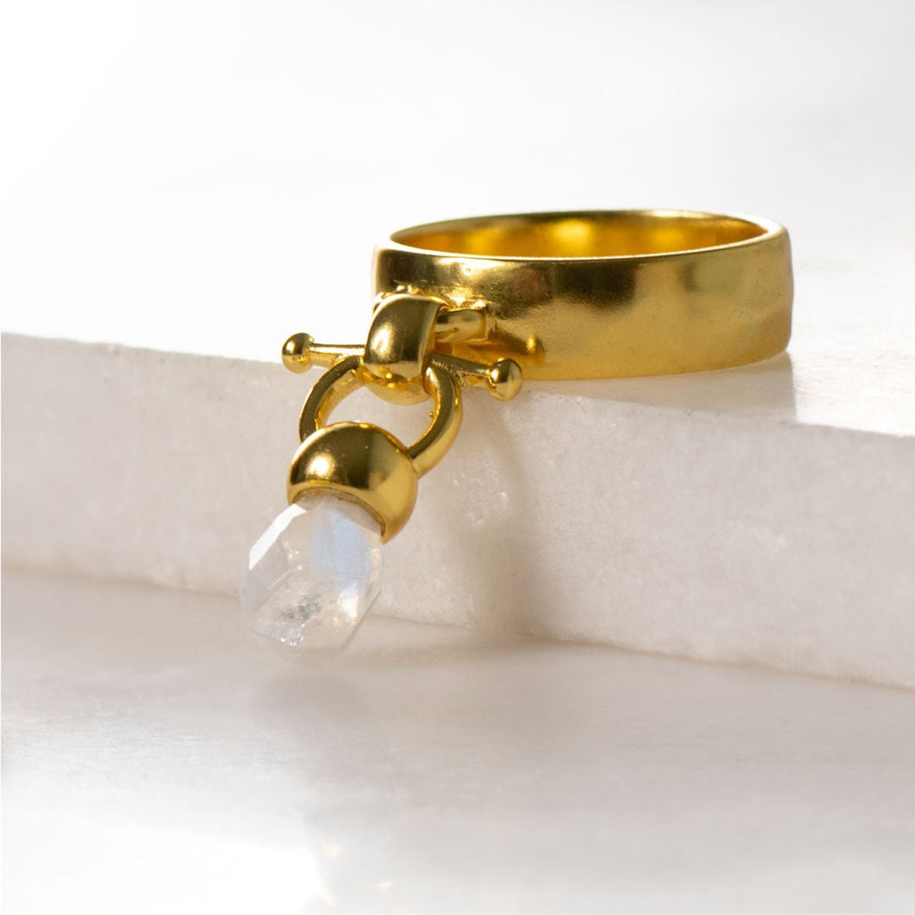 Adele - Moonstone Equestrian Horse Bit Necklace in Gold