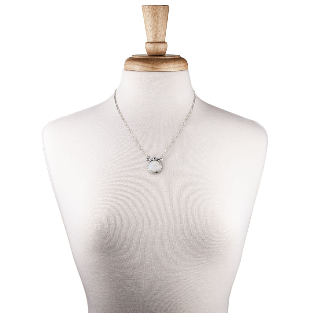 Adele - Moonstone Equestrian Horse Bit Necklace in Silver