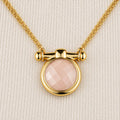 Adele - Rose Quartz Equestrian Horse Bit Necklace in Gold