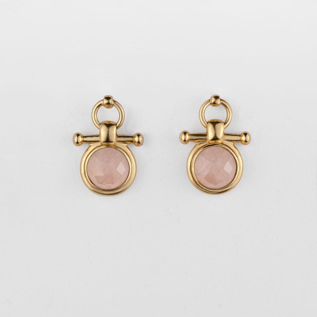 Adele - Rose Quartz Horse Bit Equestrian Earring in Gold