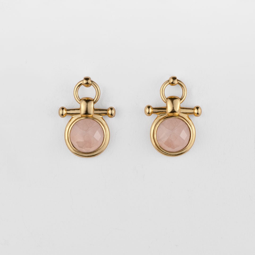 Adele - Rose Quartz Horse Bit Equestrian Earring in Gold