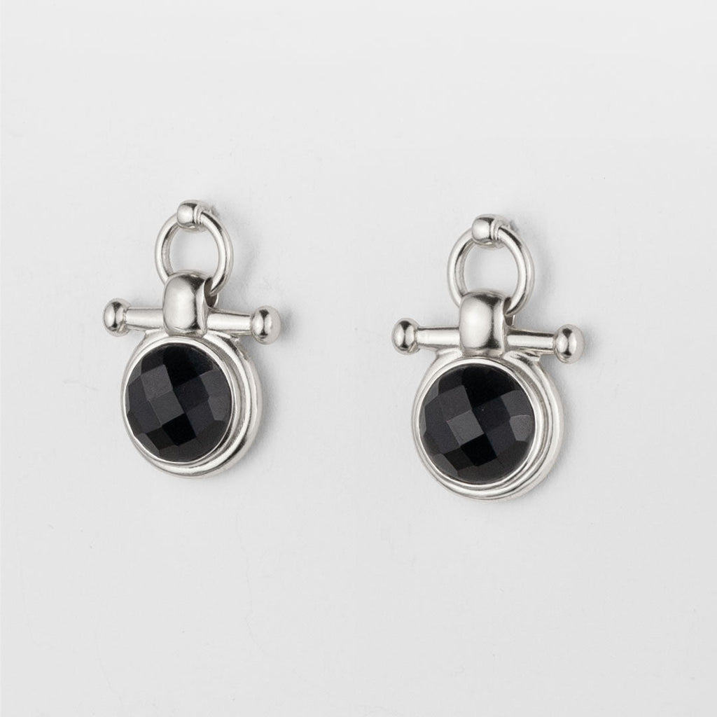 Adele - Black Onyx Equestrian Horse Bit Necklace in Silver