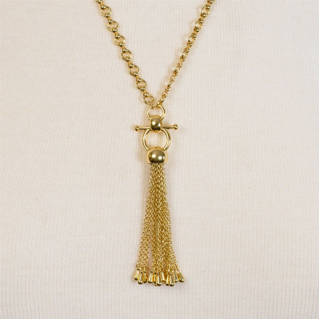 Aria - Chain Tassel Equestrian Horse Bit Necklace in Gold