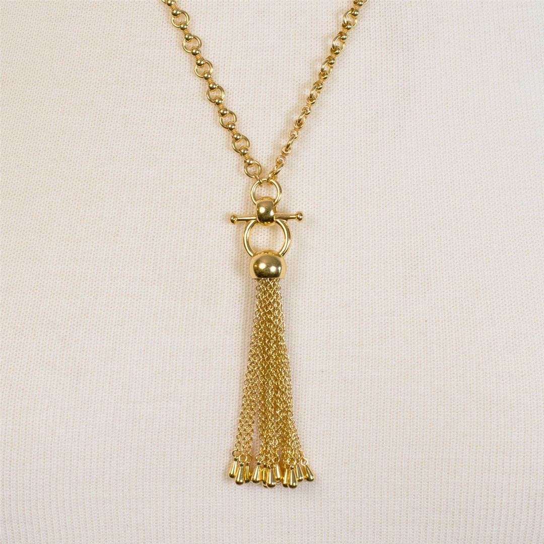 Aria - Chain Tassel Equestrian Horse Bit Necklace in Gold