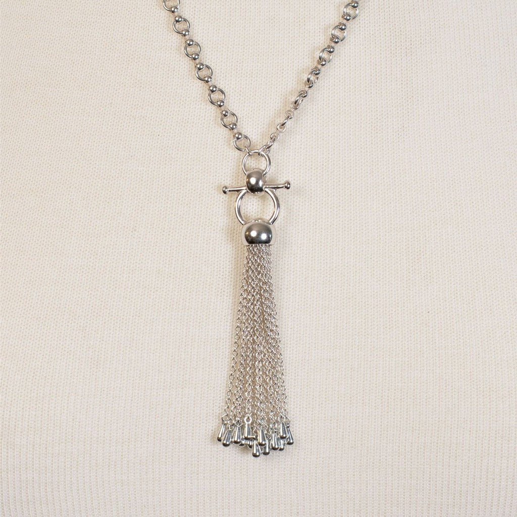 Aria - Chain Tassel Equestrian Horse Bit Necklace in Silver