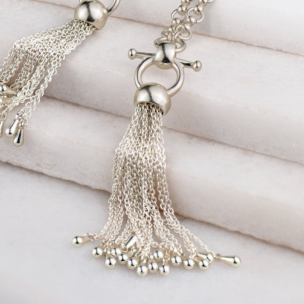 Aria - Chain Tassel Equestrian Horse Bit Necklace in Silver