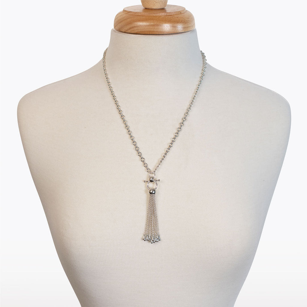 Aria - Chain Tassel Equestrian Horse Bit Necklace in Silver