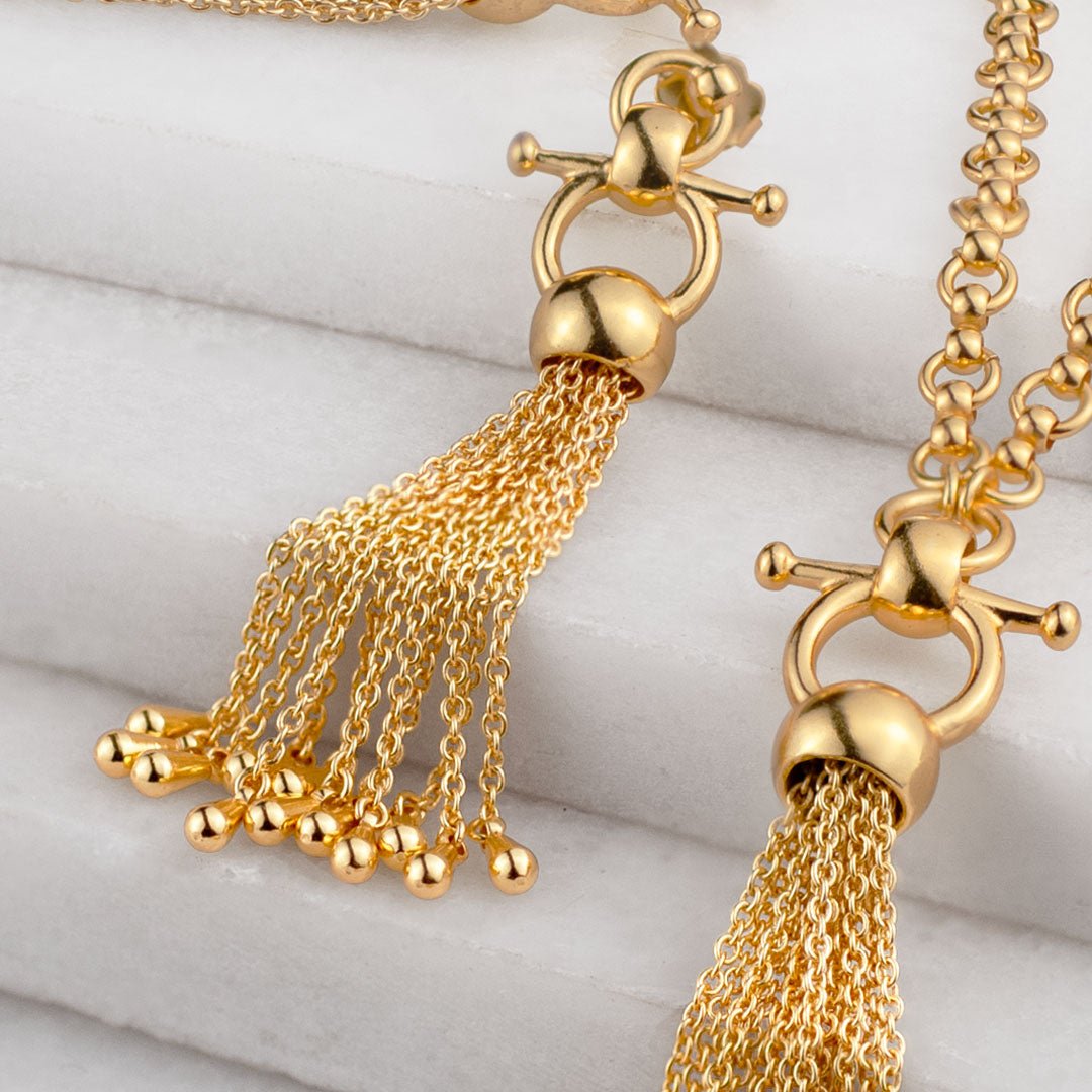 Aria - Chain Tassel Horse Bit Equestrian Earring in Gold