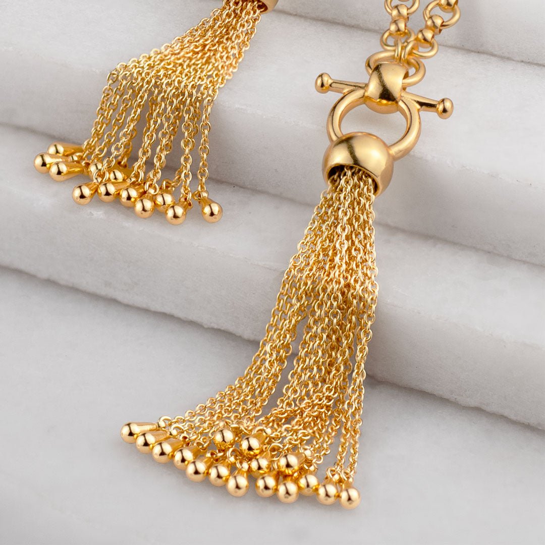 Aria - Chain Tassel Horse Bit Equestrian Earring in Gold