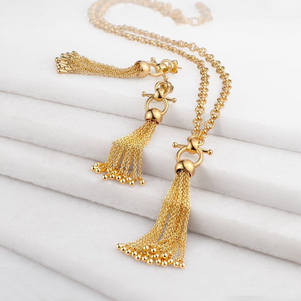 Aria - Chain Tassel Horse Bit Equestrian Earring in Gold