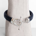 Aristo - Sterling Silver Black Leather Horseshoe Bracelet