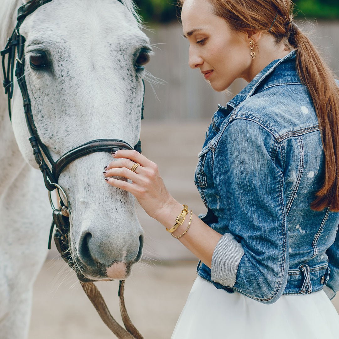 Ashton - Riding Stirrup Buckle Bracelet Two Tone