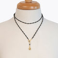 Aurora - Black Onyx & Gold Horseshoe Coin Strand Necklace