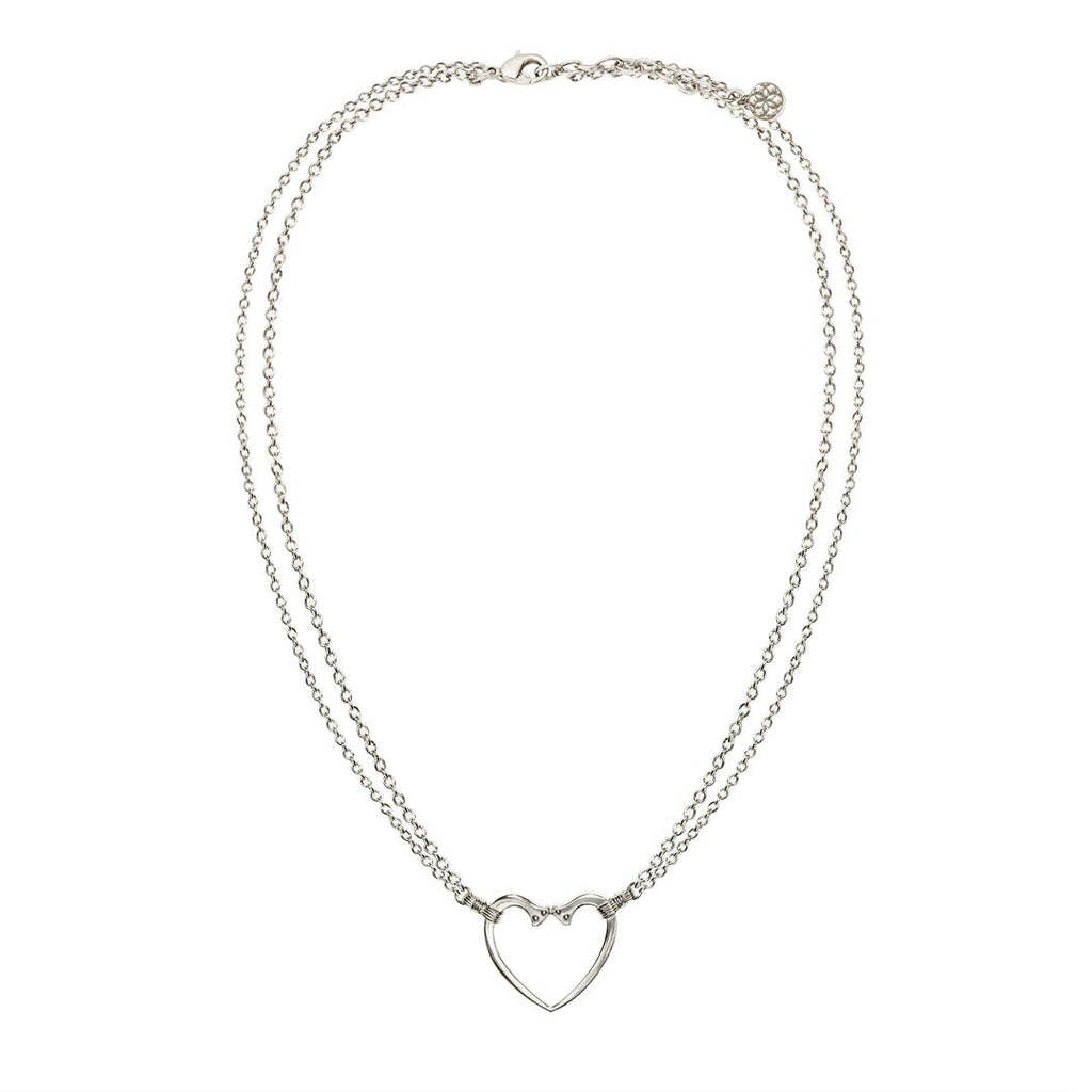 Ava - Equestrian Horseshoe Nail Heart Necklace in Silver