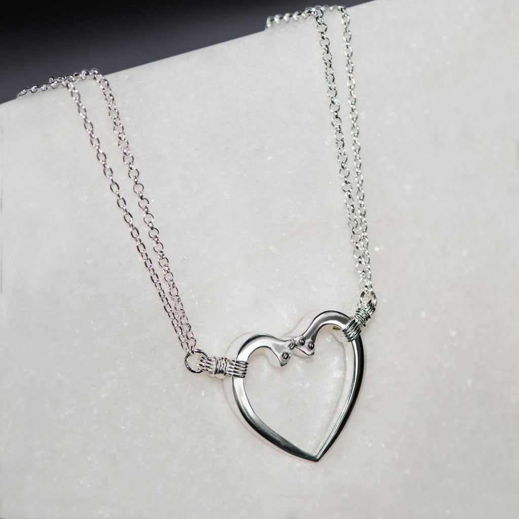 Ava - Equestrian Horseshoe Nail Heart Necklace in Silver
