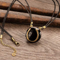 Black Onyx &  Leather 14K Gold Vermeil Horseshoe Necklace