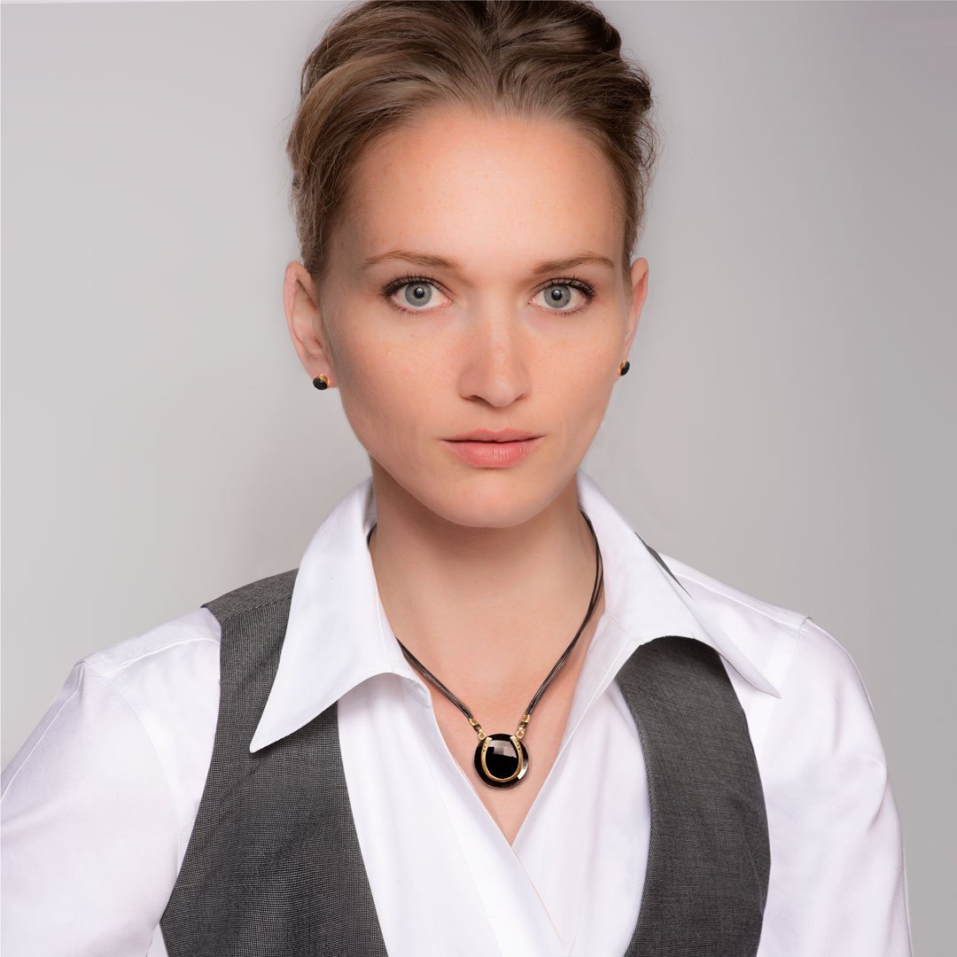 Black Onyx &  Leather 14K Gold Vermeil Horseshoe Necklace
