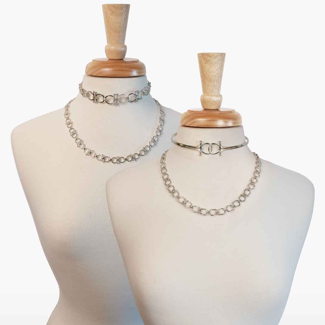 Bocara - Equestrian Horse Bit Choker Necklace in Silver