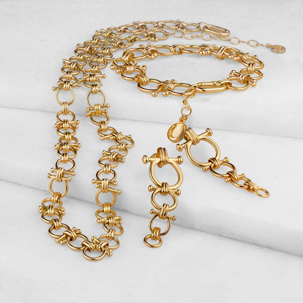 Bocara - Horse Bit Chain Link Equestrian Necklace in Gold