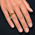 Brio - Aqua Chalcedony Horse Bit Equestrian Ring in Gold