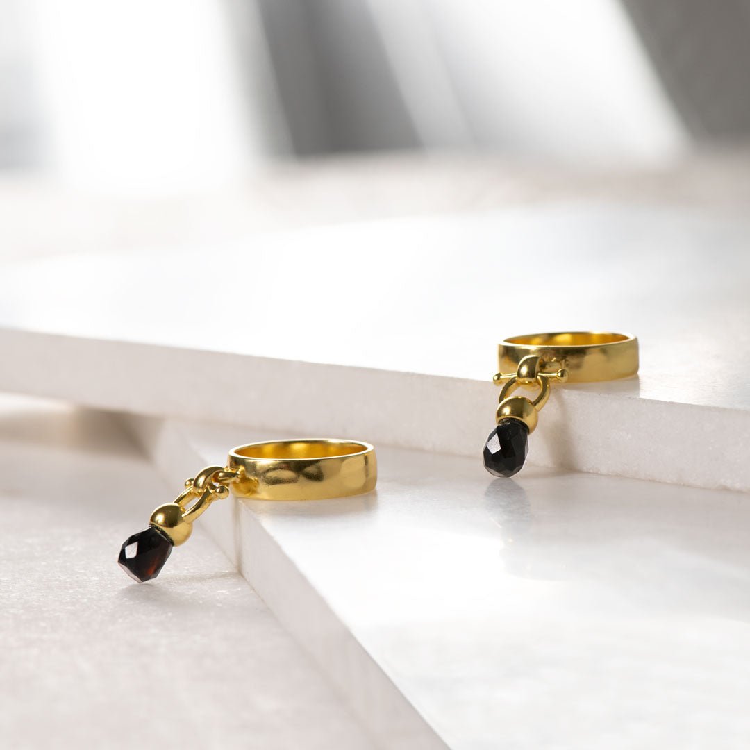 Brio - Black Onyx Horse Bit Equestrian Ring in Gold