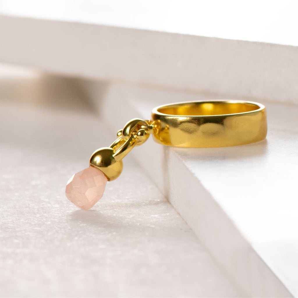 Brio - Rose Quartz Horse Bit Equestrian Ring in Gold